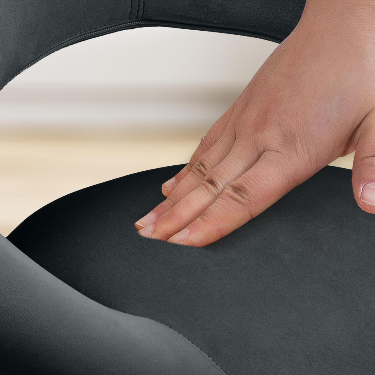 BARHOCKER Samt schwarz - Schwarz/Weiß, Textil/Metall (53/80/47cm) - CLP