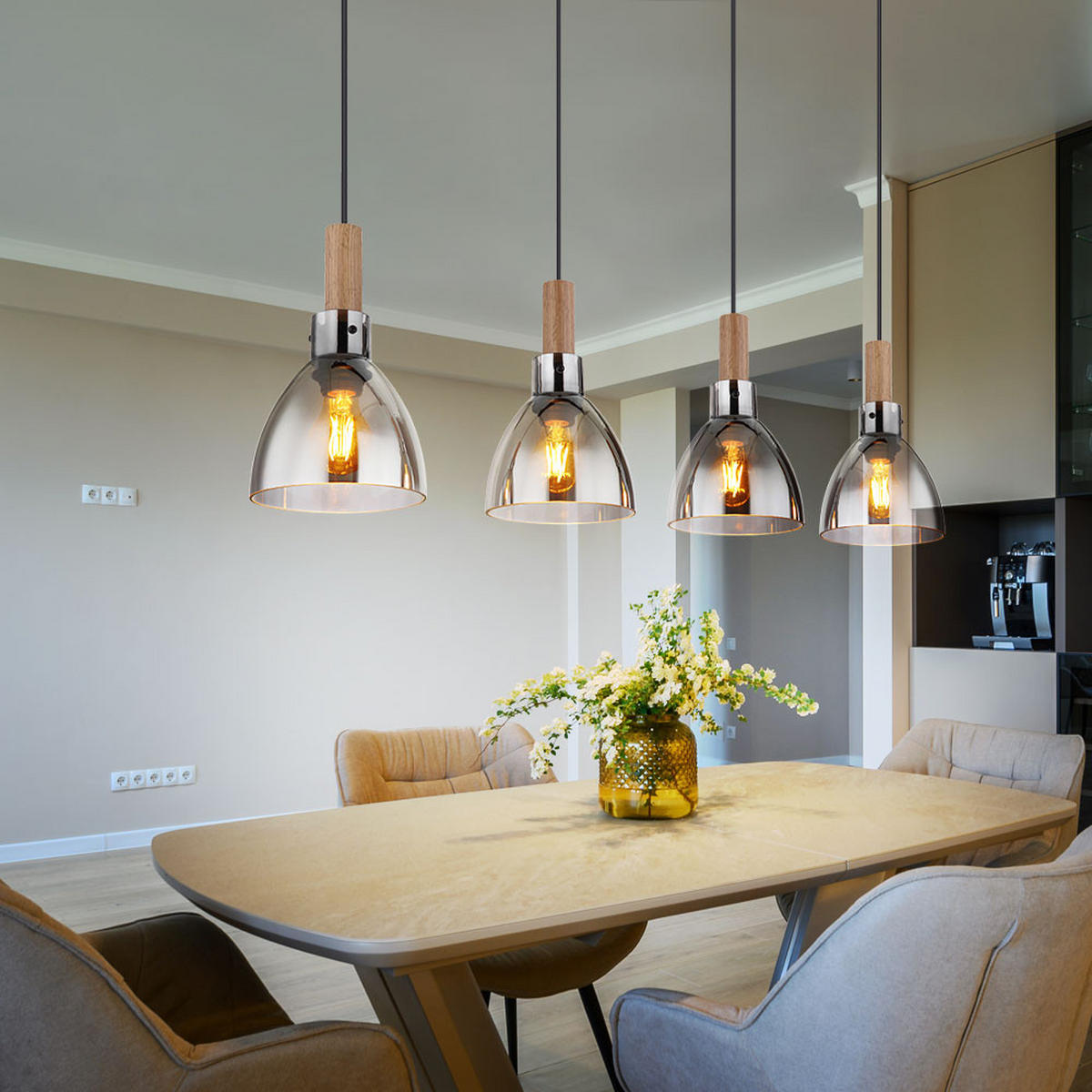 HÄNGELEUCHTE Mattea Metall Schwarz - Schwarz, Glas (105/16/120cm) - Globo Lighting