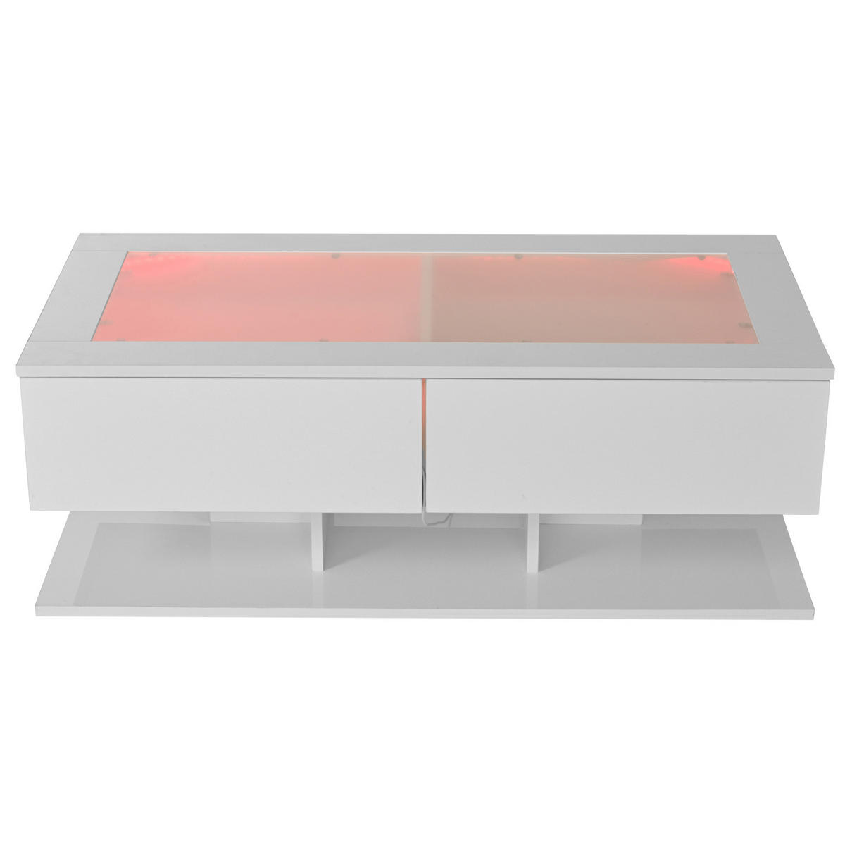 COUCHTISCH 100/50/35 cm in Weiß mit 2 Schubladen und LED-Beleuchtung - Weiß, Holzwerkstoff (100/50/35cm) - Flora Grace