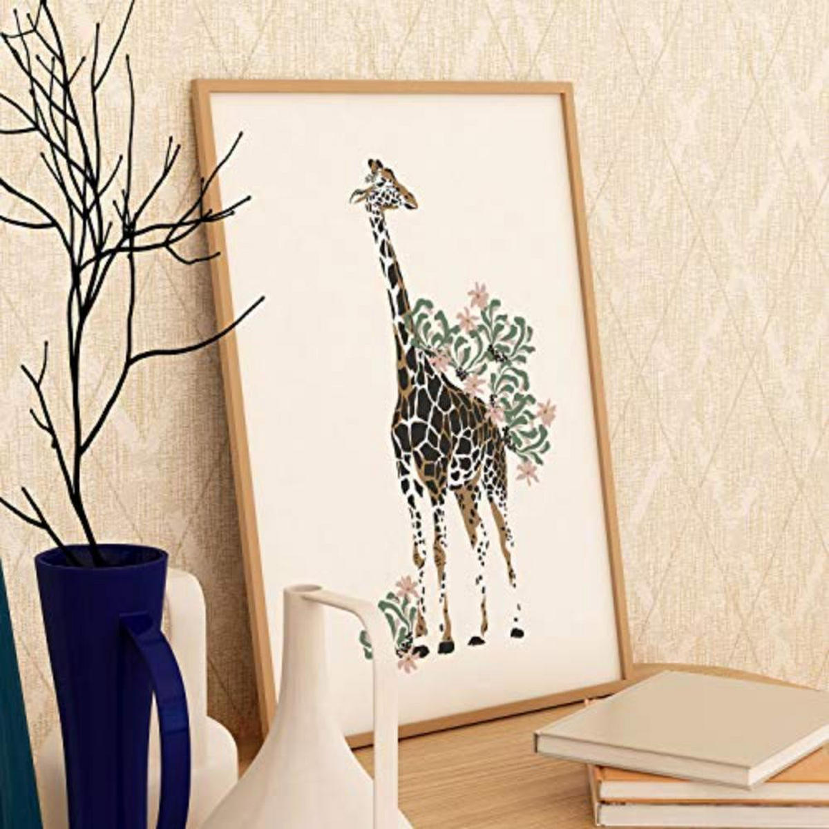 POSTER Set mit 4 GiraffenLeopardblatt, Blumen und Pflanzen vom Dschungel A3 Rahmenlos - Klar, Papier (29.7/3cm) - Nacnic