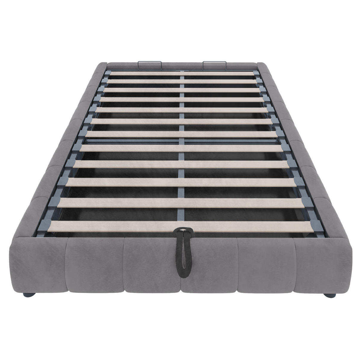 POLSTERBETT 140/200 cm grau mit LED-Beleuchtung und hydraulischem Stauraum - Grau, Textil (140/200cm) - OKWISH