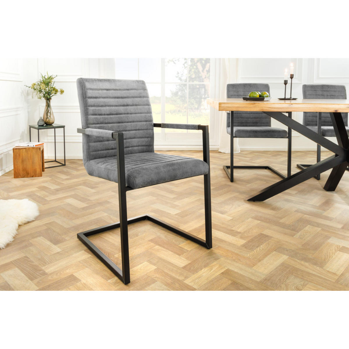 STUHL LOFT Microfaser Grau - Grau, Textil (54/91/55cm) - riess-ambiente