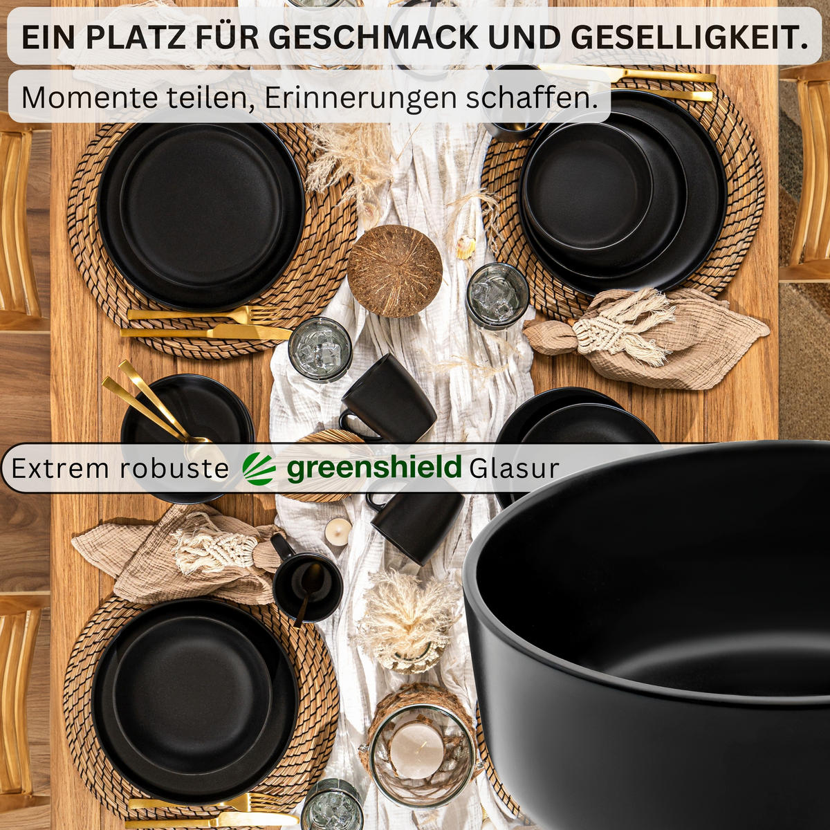 SCHALEN SET MADEIRA - 6 teilig aus Steingut - Schwarz, Keramik (16cm) - Sänger