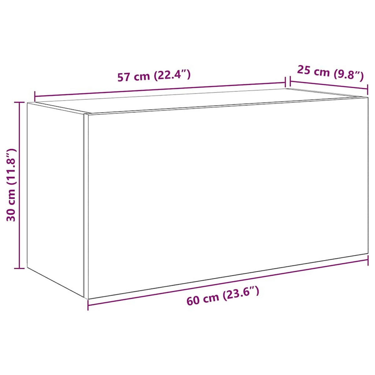 BAD-WANDSCHRANK Weiss 60/25/30 Cm Holzwerkstoff - Weiß, Holzwerkstoff (25/30/60cm) - vidaXL