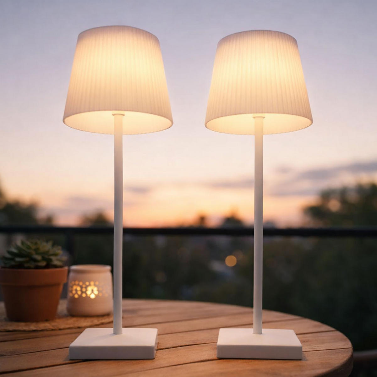 LED TISCHLEUCHTE Weiß 2er Set - Weiß, Metall (13/13/38cm) - Globo Lighting