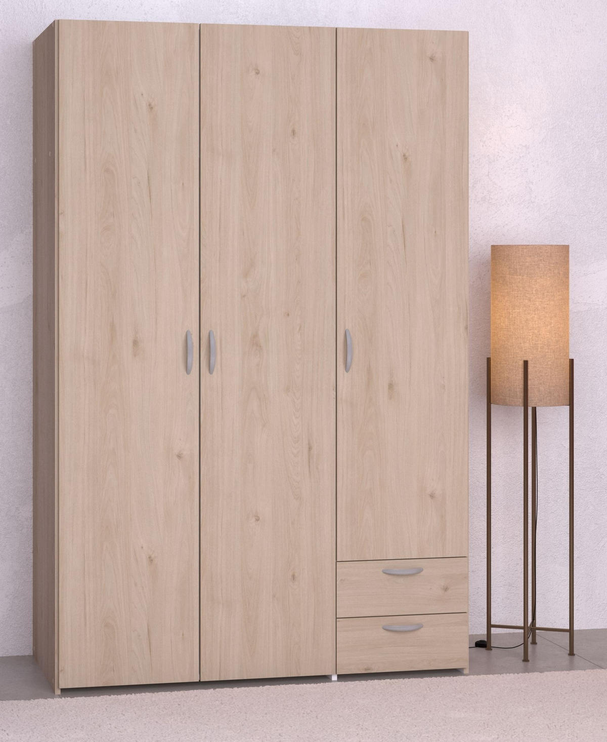 KLEIDERSCHRANK 3-trg. Parisot Daily 12 Holzdekor Eiche Jackson - Eichefarben, Kunststoff (120/185/51cm) - 58aufmkessel