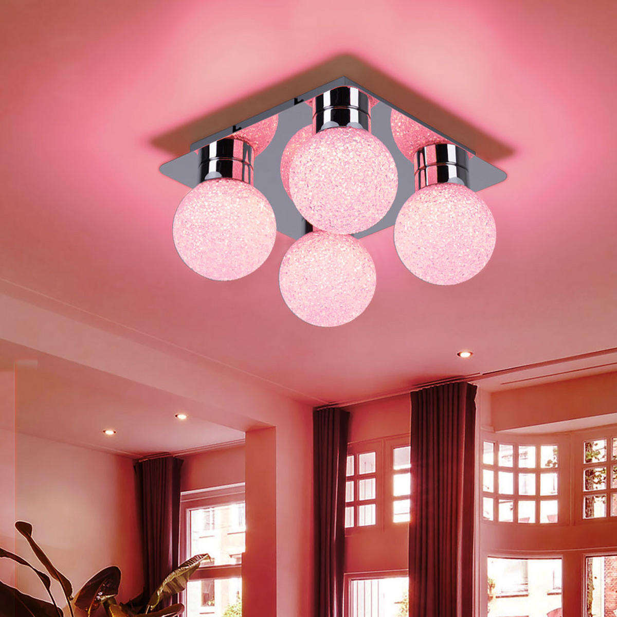 LED DECKENLEUCHTE Kugeln Silber Chrom - Silberfarben, Metall (25/25/15cm)