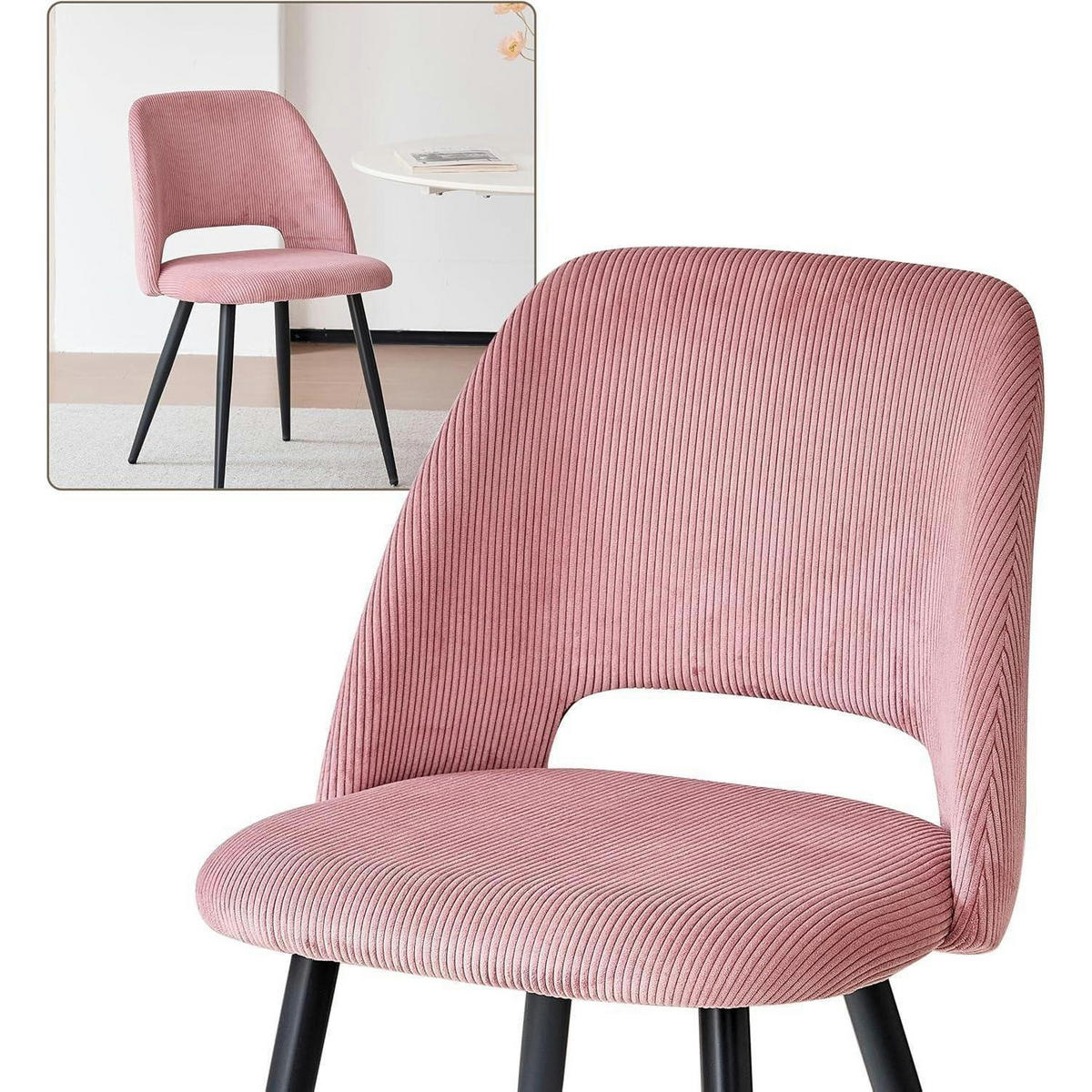 ESSZIMMERSTUHL 6er-Set Cord Rosa - Rosa, Textil (43/80/45cm)