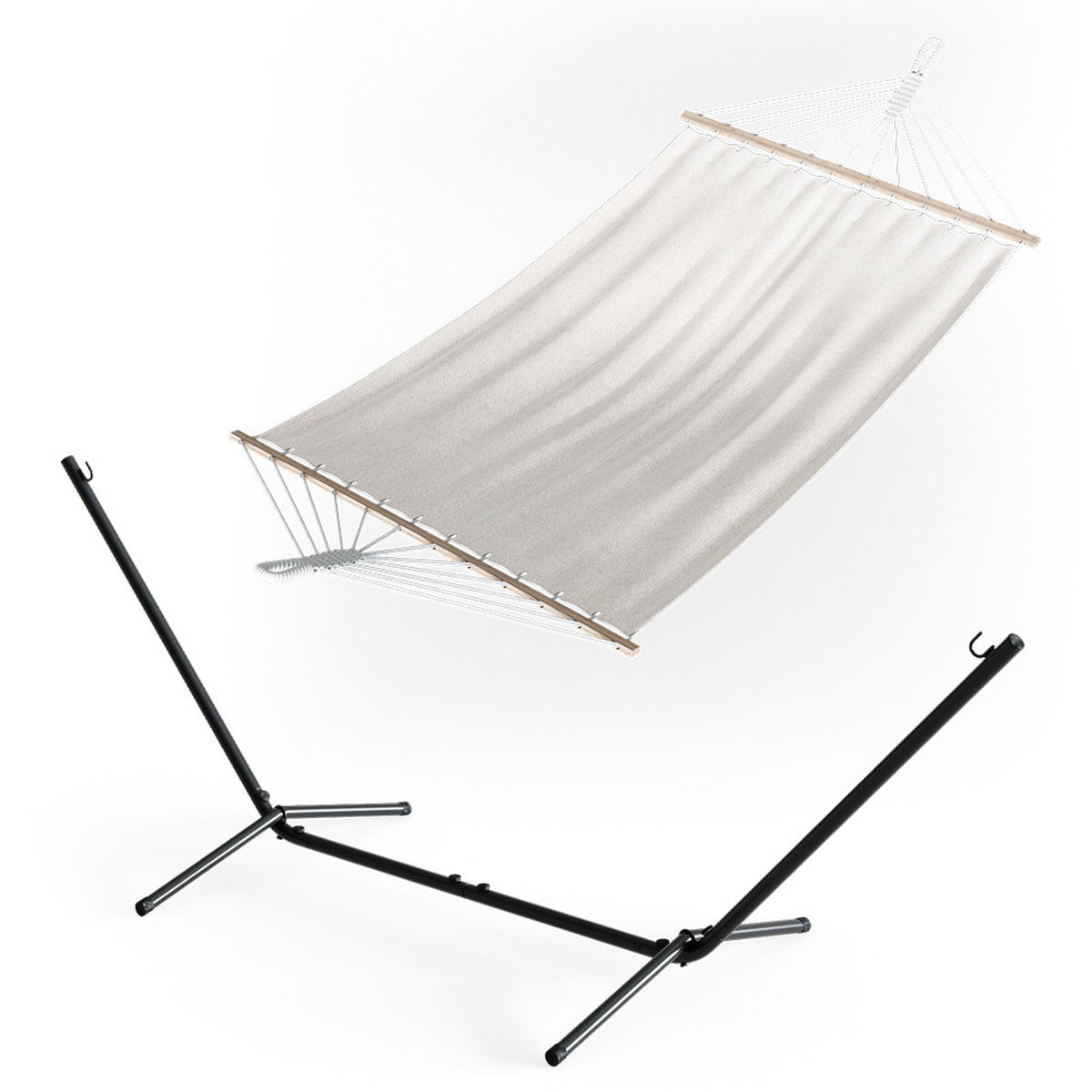 HÄNGEMATTE Weiß 190 x 120 cm Metallgestell - Weiß, Metall (190/100/120cm) - OK-Living