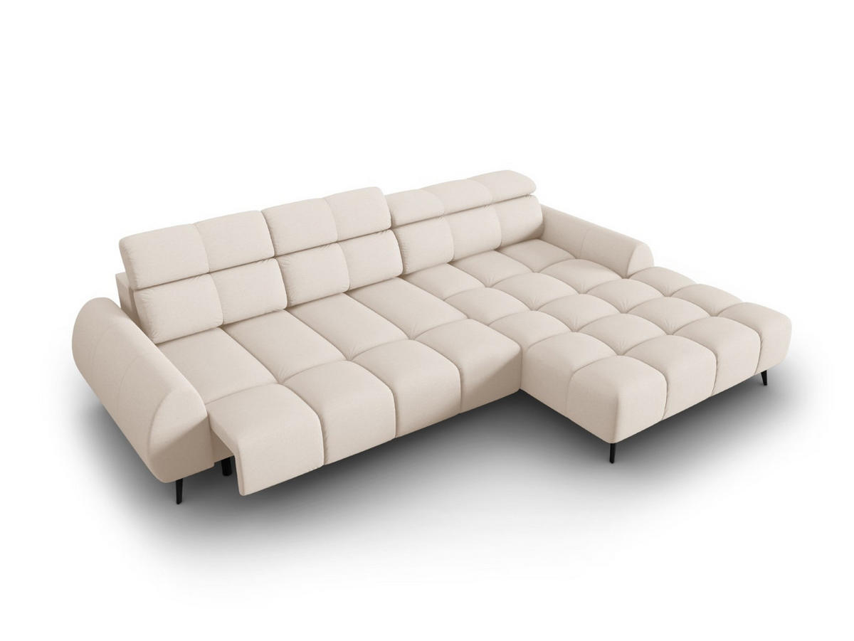 ELEKTRISCHES-ECKSOFA rechts Alyse aus strukturiertem Stoff leichtes beige 5 Sitzplätze - Beige, Textil (188/295cm) - Micadoni