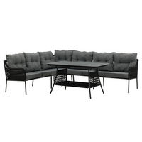 LOUNGEGRUPPE - 2-teilig - Schwarz - Stahl - 193 x 70 x 64 cm - Schwarz, Metall - home24