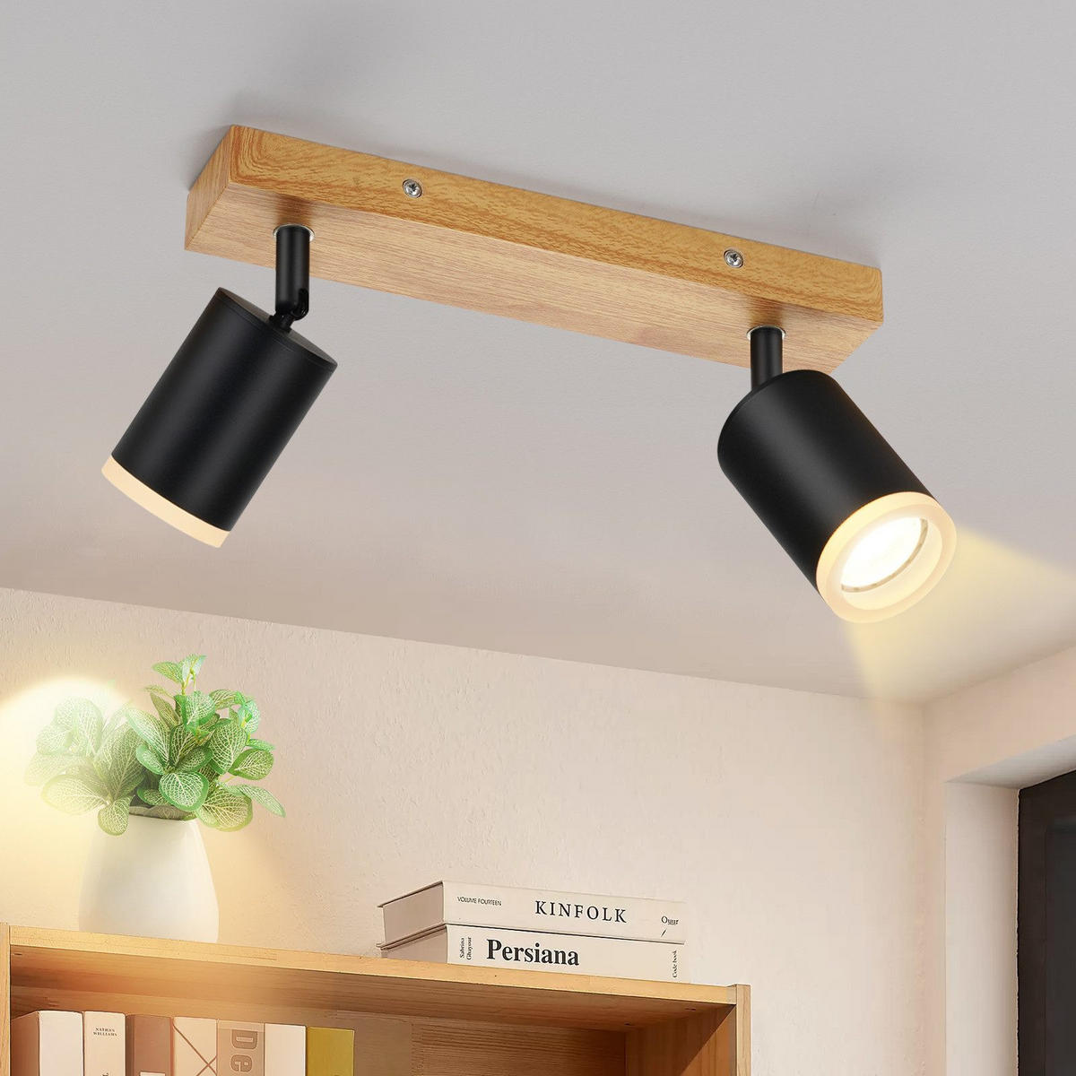 STRAHLER Darmstadt 2-flammig 28/6/15 cm - Schwarz, Holz (28/6/15cm) - Nettlife