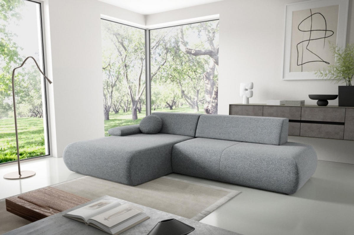 ECKSOFA Dunkelgrau PENTI Ausziehbar Mit Bettkasten Links - Dunkelgrau/Grau, Textil (286/173.5cm) - Sepro Meble