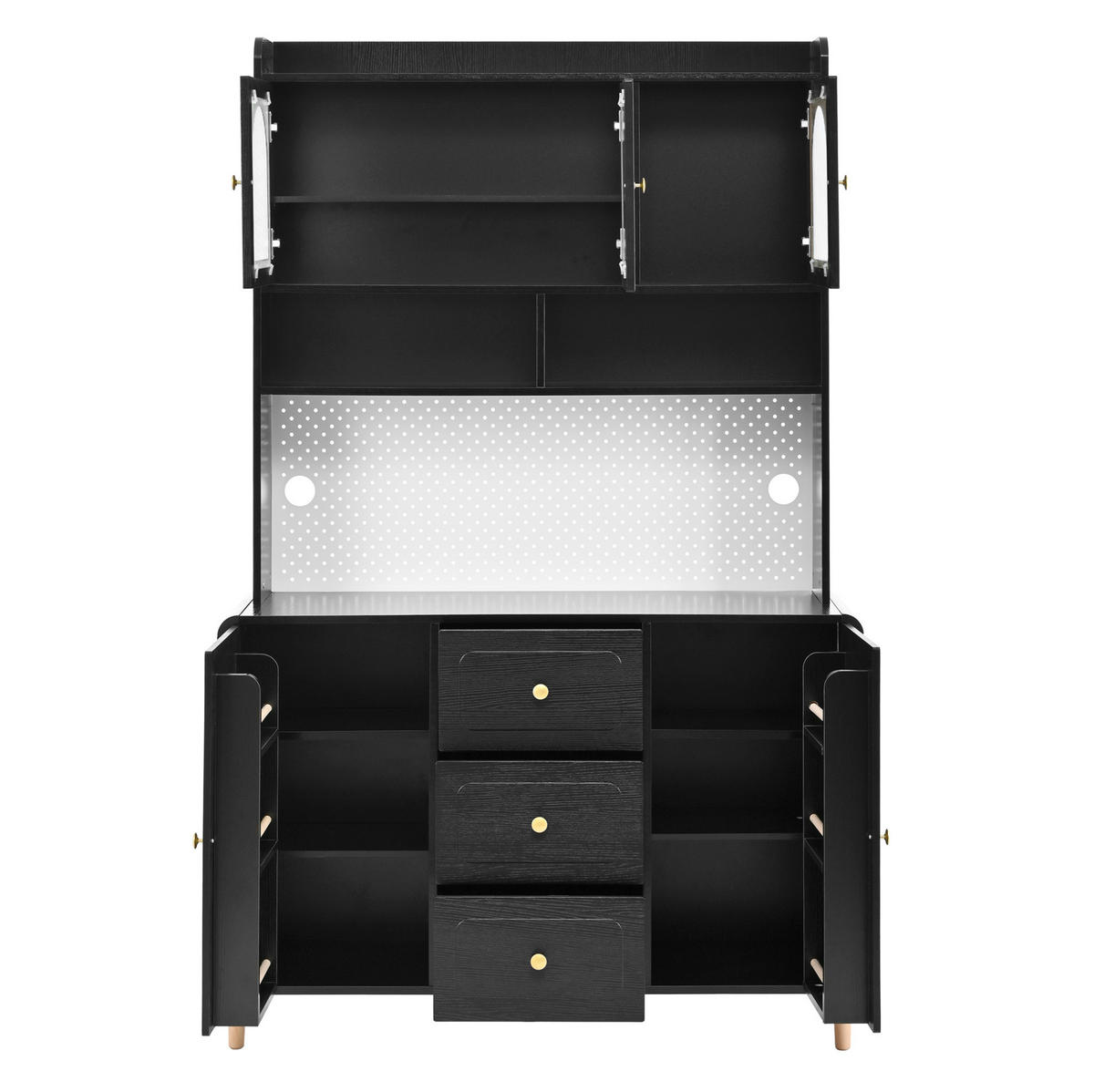 BUFFET 120/40/190 cm schwarz aus MDF mit Lochplatte und Schubladen - Schwarz, Holzwerkstoff (120/190/40cm) - OKWISH