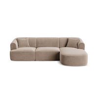 MODULARES-ECKSOFA rechts Campi aus Samt dunkelbeige 4 Sitzplätze - Mokka, Textil (156/256cm) - Cosmopolitan Design