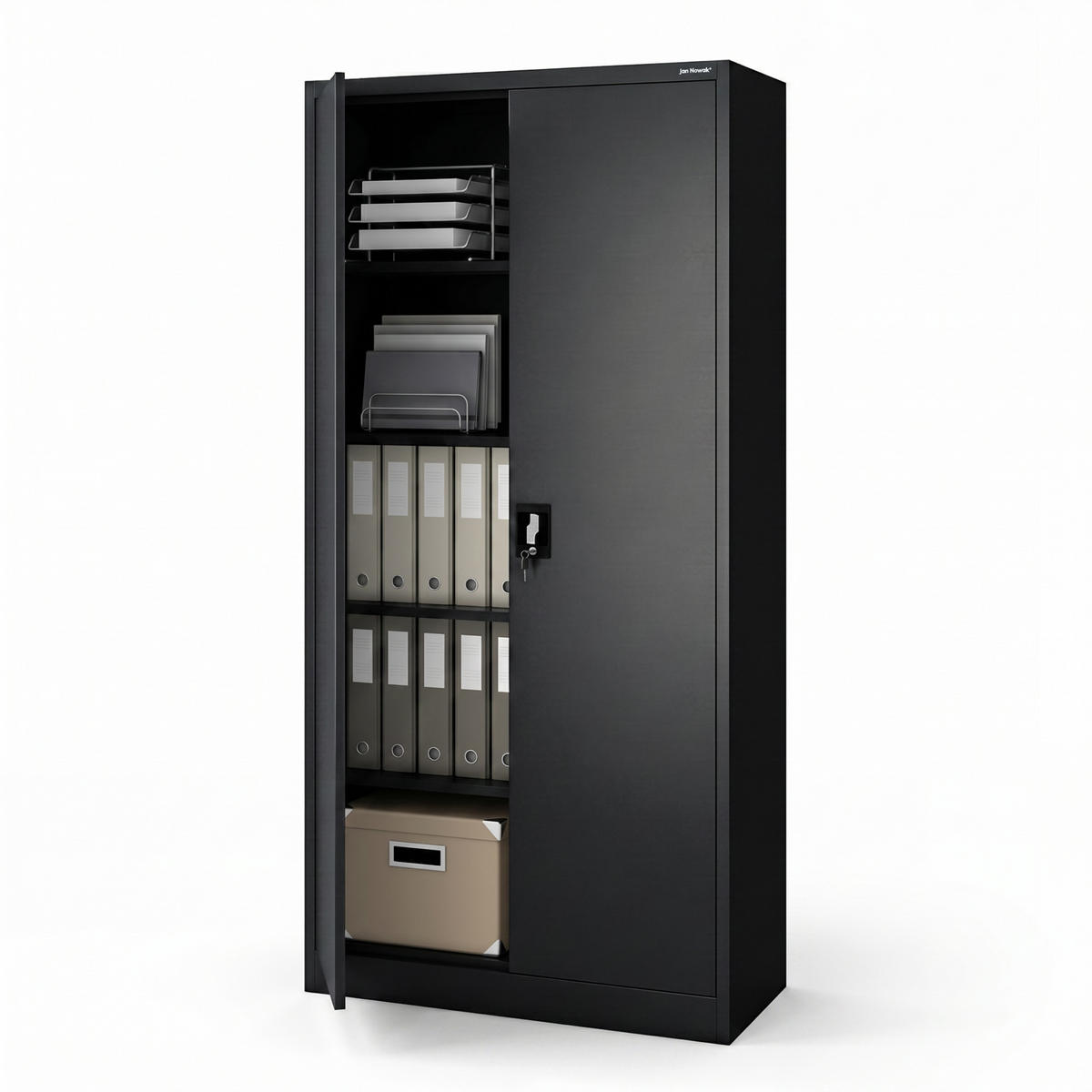 AKTENSCHRANK JAN 185x90x45 cm - Schwarz, Metall (90/185/40cm) - Jan Nowak