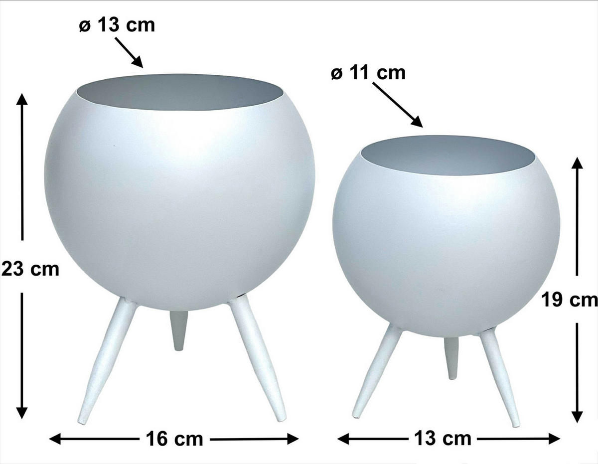 BLUMENHOCKER 2er Set Metall mit Topf Weiß 96259 - Weiß, Metall (16/23/16cm) - DanDiBo