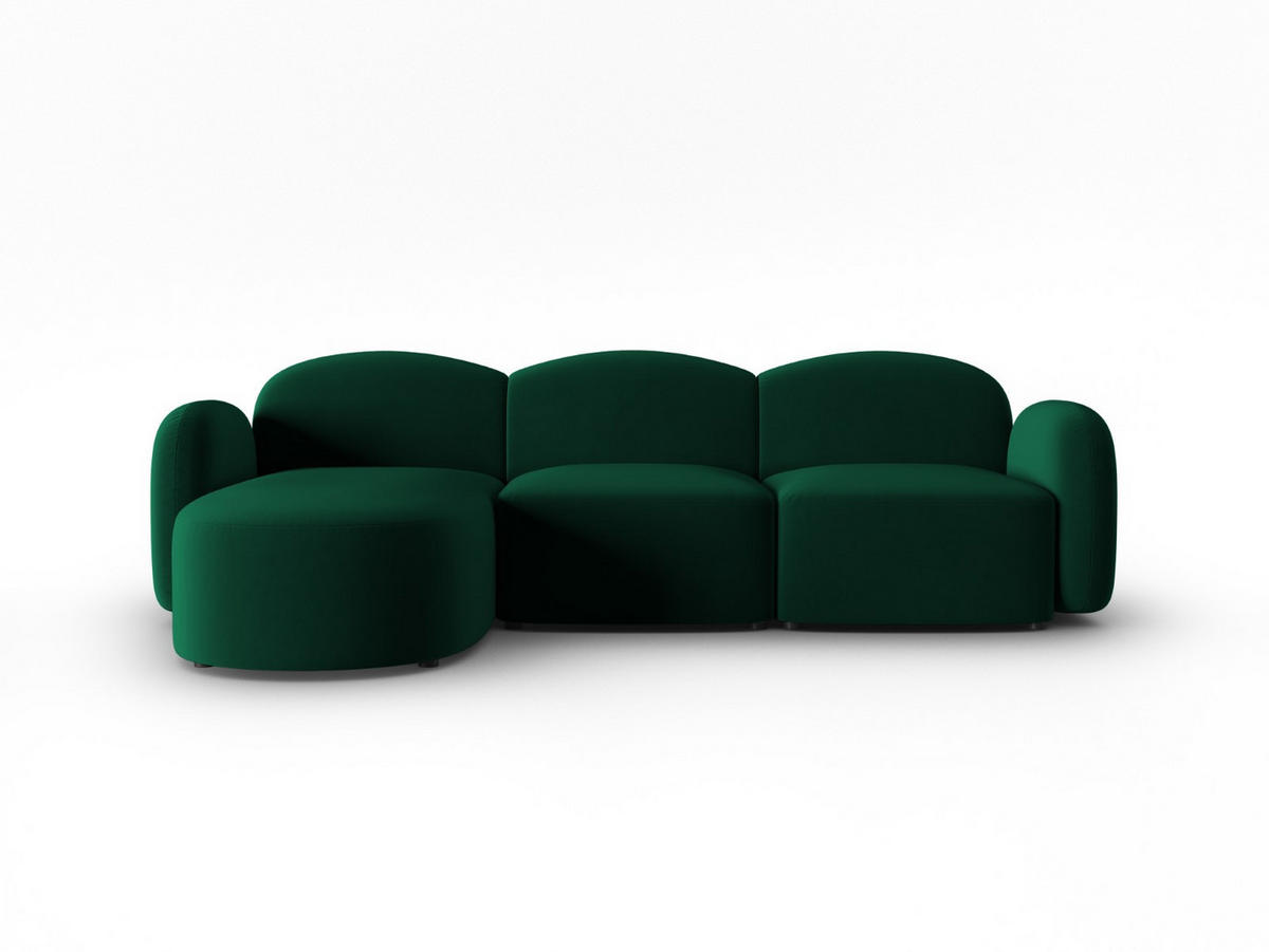 ECKSOFA links Blair aus Samt flaschengrün 4 Sitzplätze - Grün, Textil (155/272cm) - Micadoni
