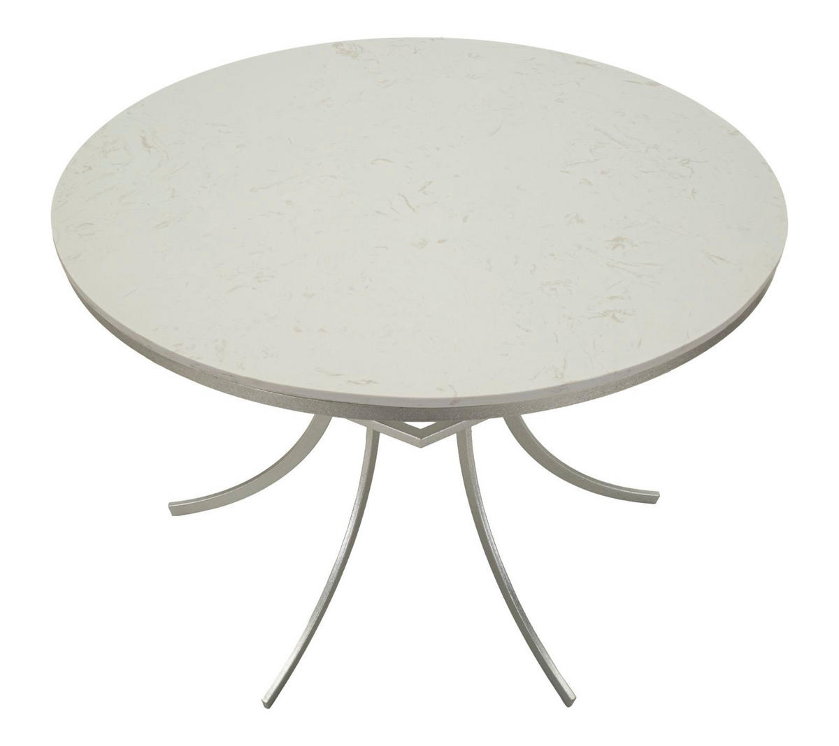 ESSTISCH Istanbul, silberfarben und weiß, Eisen und Marmor, 100 x 100 x 76,5 cm - Silberfarben/Weiß, Stein/Metall (100/100/76.5cm) - Mauro Ferretti