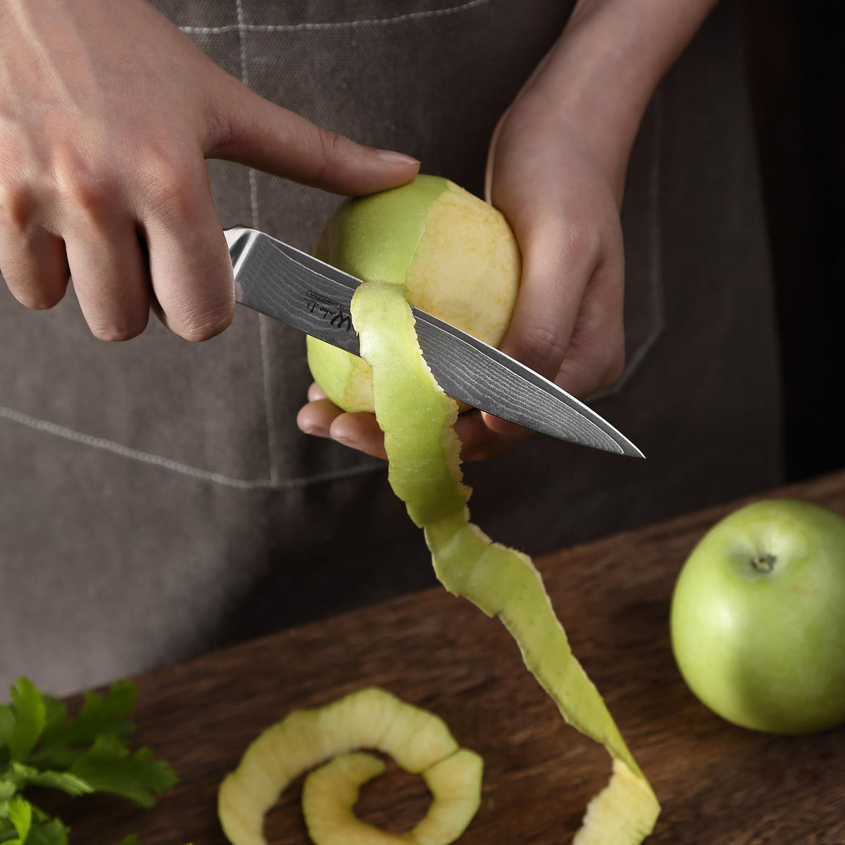 ALLZWECKMESSER Edib Damast - Braun, Holz/Metall (24cm) - Wakoli