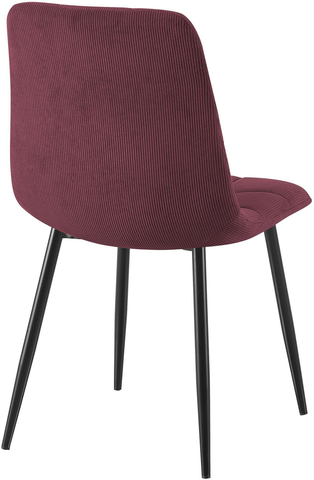 STUHL 4 Cord Bordeauxrot - Bordeaux/Schwarz, Textil/Metall (45/84/55cm) - CLP