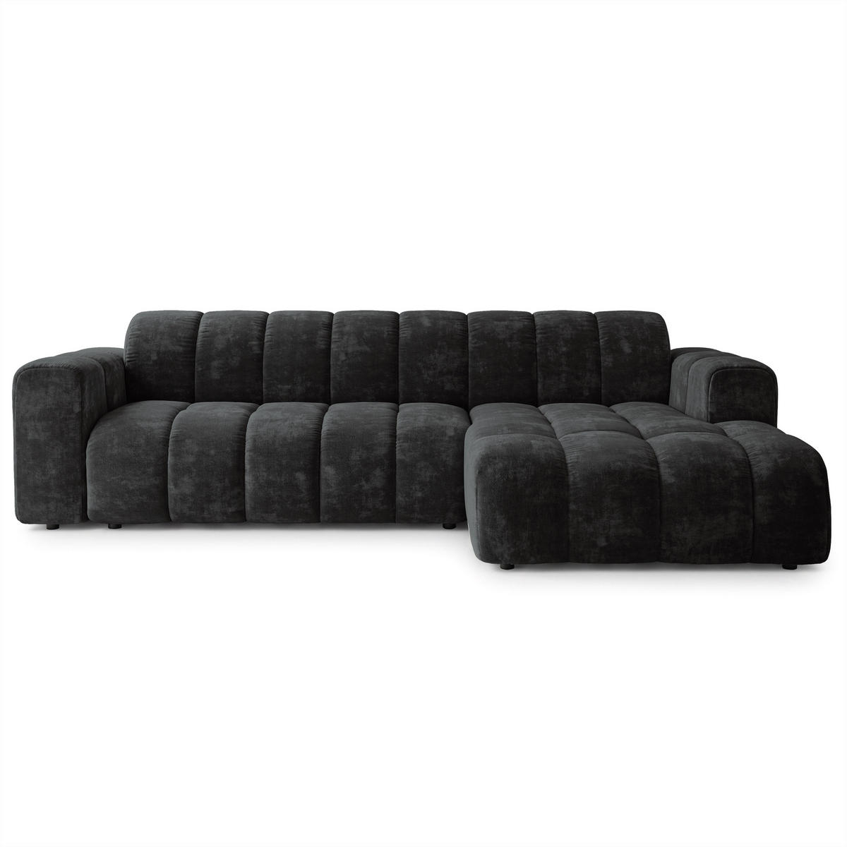 ECKSOFA SETIA LM R-S Schwarz Chenille - Schwarz, Holzwerkstoff (304/165cm) - MASSENO