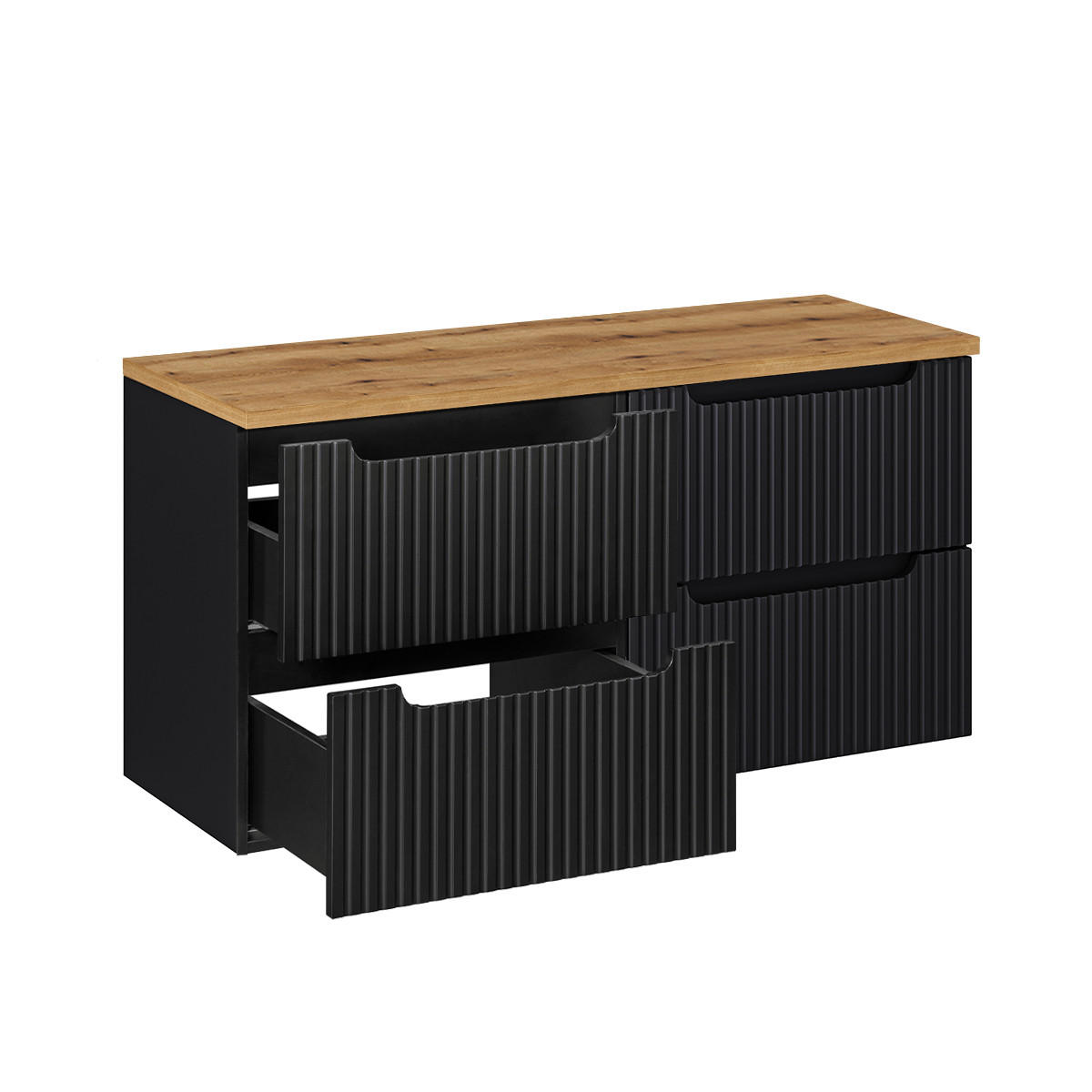 WASCHTISCHUNTERSCHRANK 120.4cm Riva Schwarz und Holz - Schwarz, Holzwerkstoff (120.4/59/40cm) - Petits-meubles