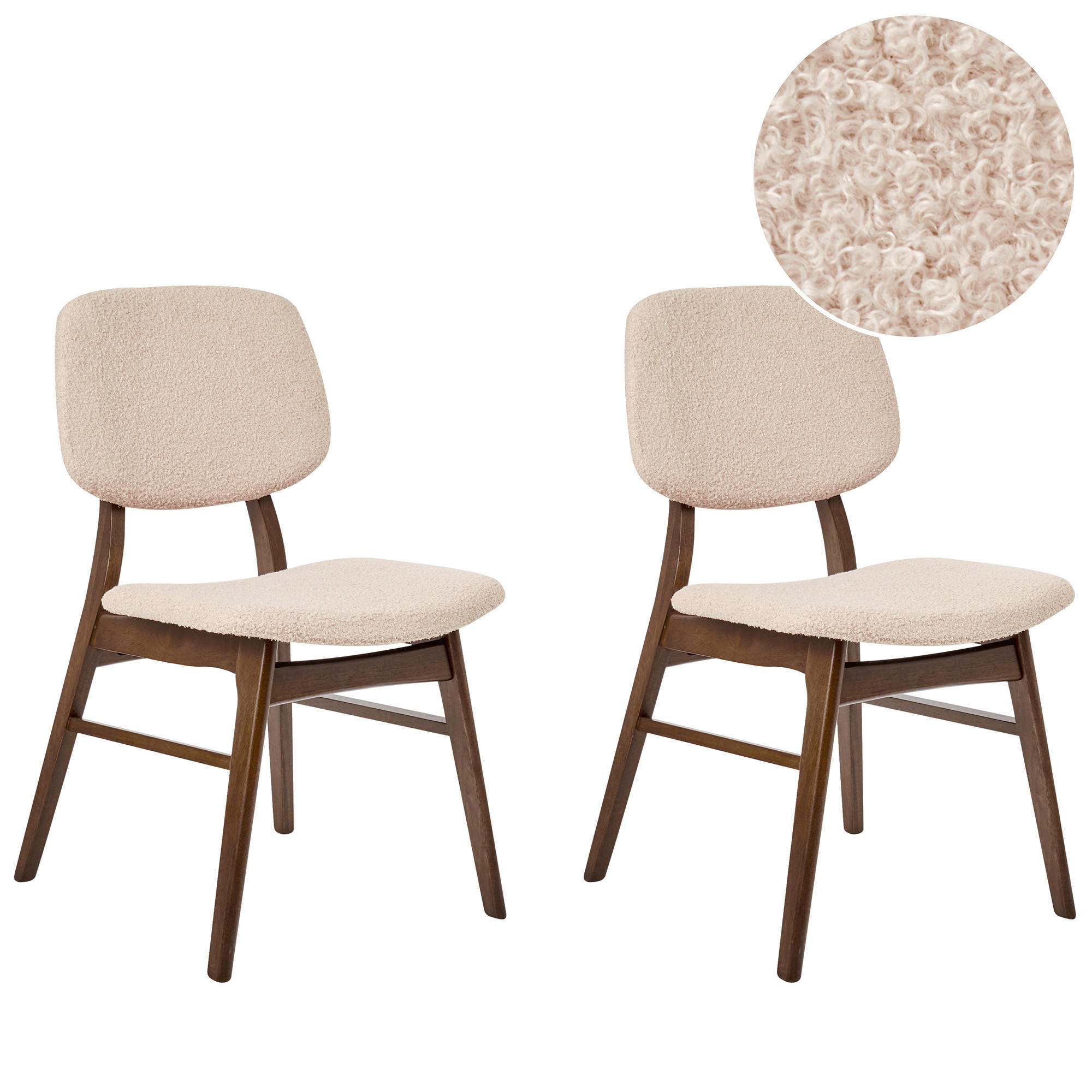 ESSZIMMERSTUHL 2er-Set Dunkelbraun/Beige Elaine - Beige/Braun, Textil (48/81/54cm) - Beliani