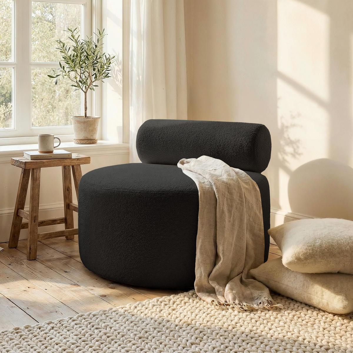 SESSEL CHERRY 90/78 cm, in Anthrazit - Anthrazit, Textil (90/78/90cm) - Idohome