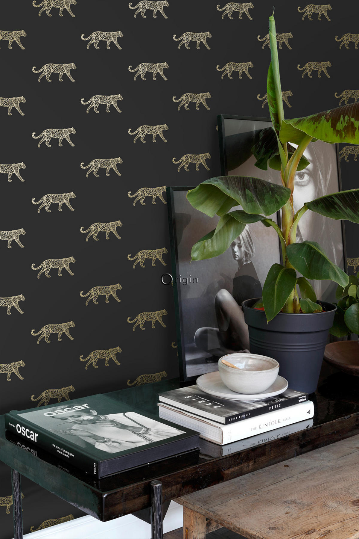 TAPETE Panter 53 cm x 10.05 m - Schwarz, Papier (53/1000cm) - Origin Wallcoverings