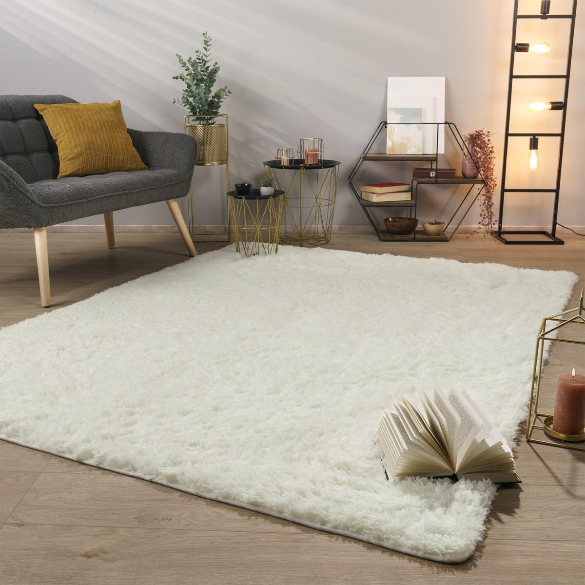 HOCHFLORTEPPICH Weiß 80 x 150 cm - Weiß, Kunststoff (80/150cm) - TT Home