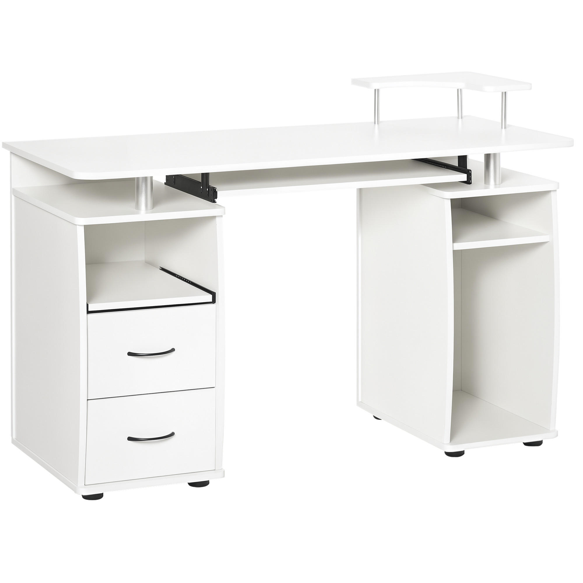 SCHREIBTISCH Weiß mit Tastaturauszug und Schubladen 120/55/85 cm - Weiß, Holz (55/120/85cm) - PANGIVO