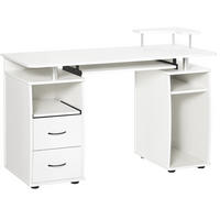 SCHREIBTISCH Weiß mit Tastaturauszug und Schubladen 120/55/85 cm - Weiß, Holz (55/120/85cm) - PANGIVO