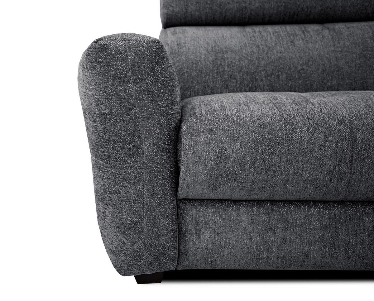 SOFA CALVERA 3-Sitzer mit 2 Relaxfunktionen, graphitfarben - Graphitfarben, Holzwerkstoff/Textil (204/79/106cm) - Courtois Laville