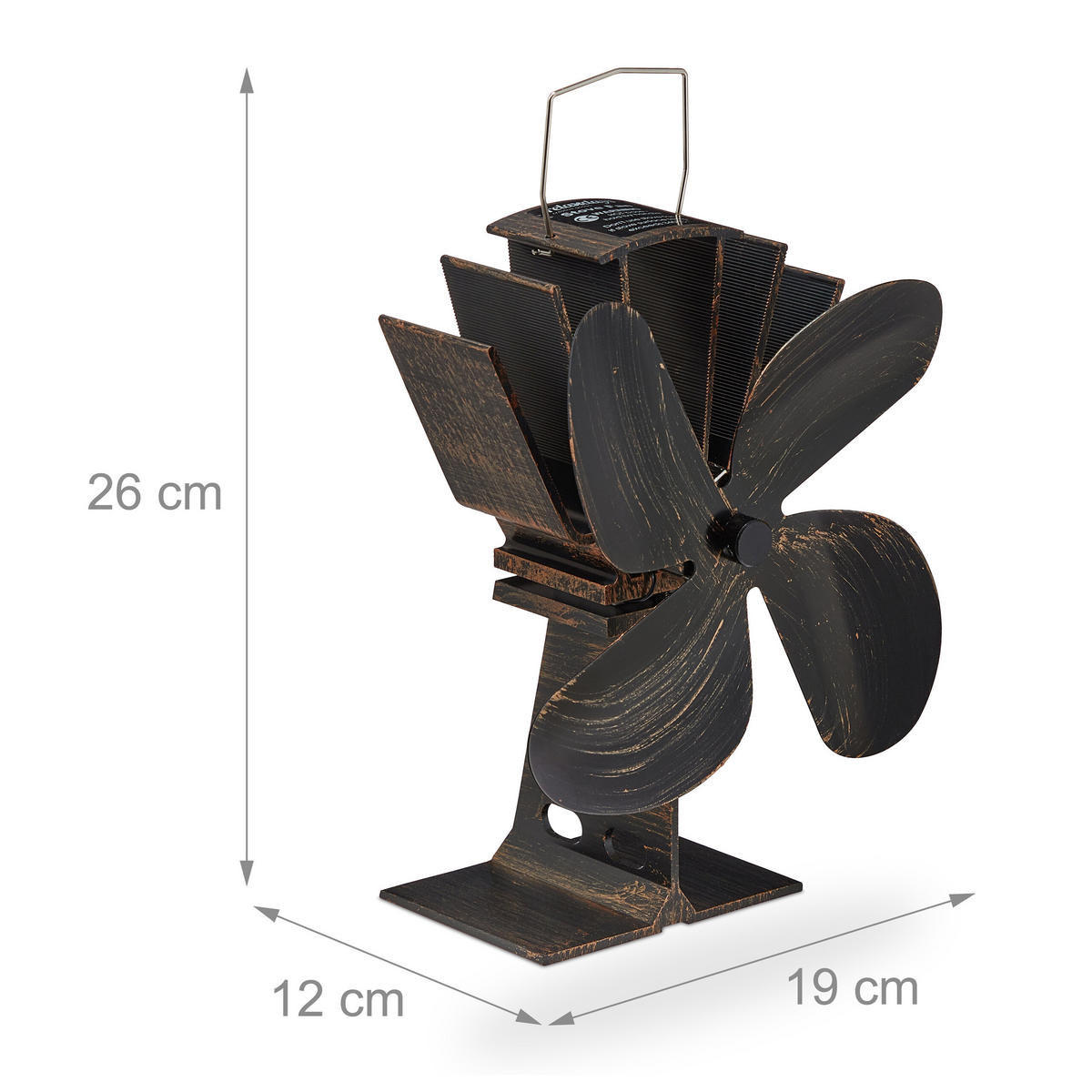 OFENVENTILATOR - Dunkelbraun, Metall (19/26/12cm) - Relaxdays