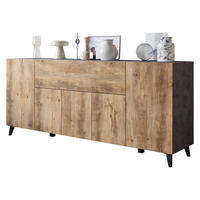 SIDEBOARD Phuket 180 - Schwarz/Braun, Holzwerkstoff/Kunststoff (180/76/38cm) - MIRJAN24