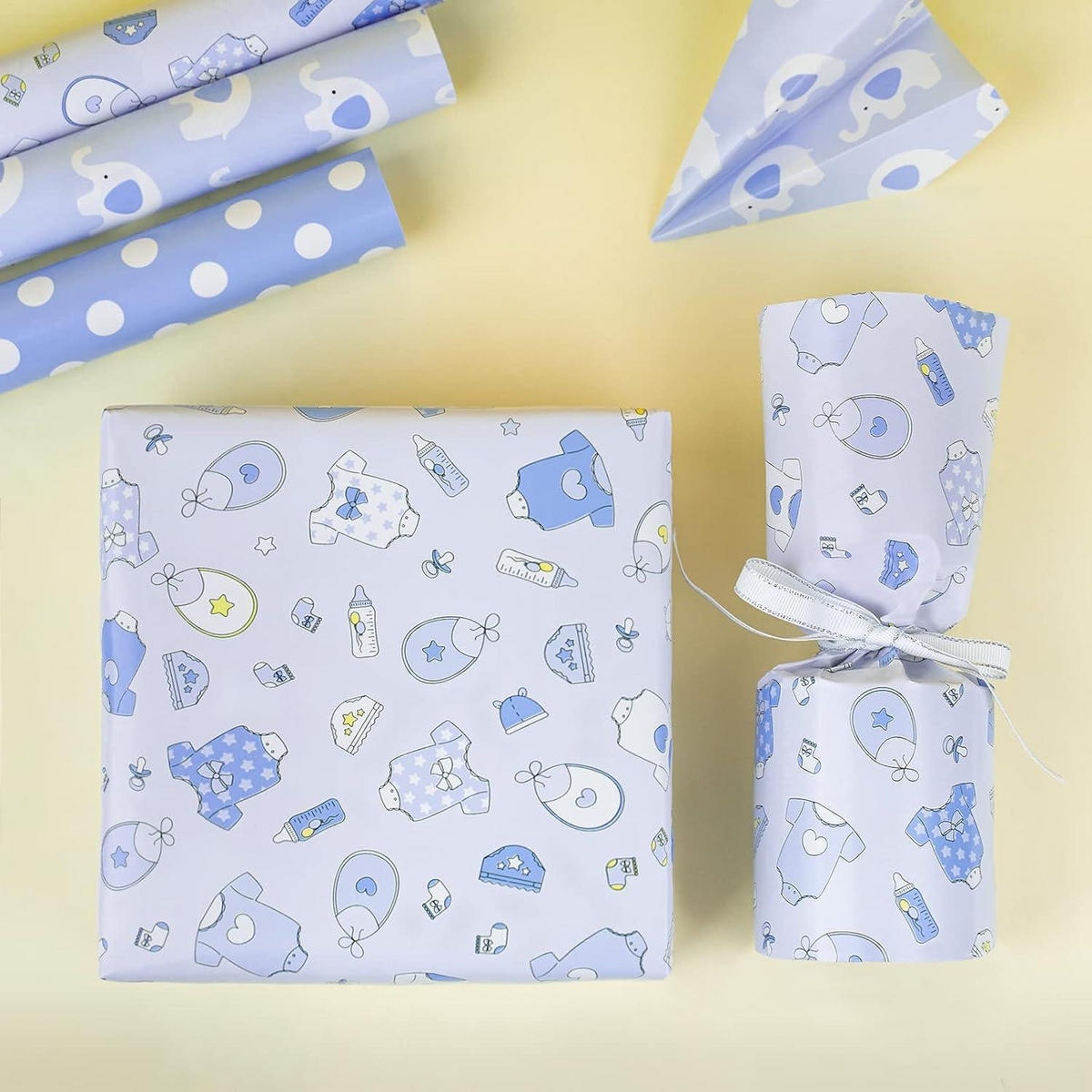GESCHENKPAPIERROLLE Baby Boy Design 43,2 cm x 3,05 m - Blau, Papier (4/44/10cm)