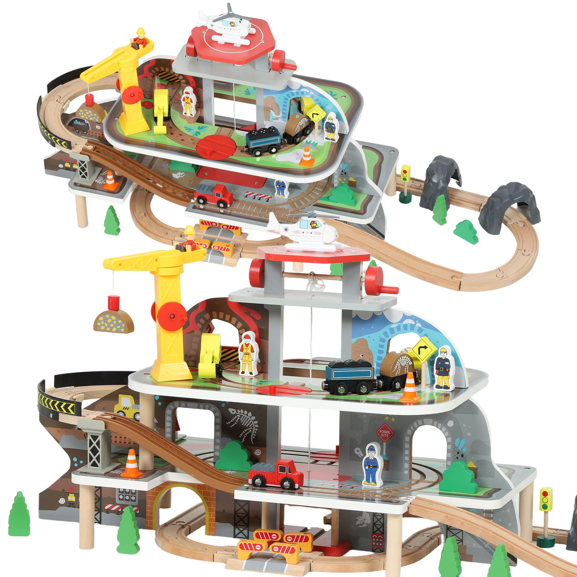 HOLZEISENBAHN-SET Buchenholz MDF Naturholz - Multicolor, Holz (40.5/41/99cm) - AIYAPLAY