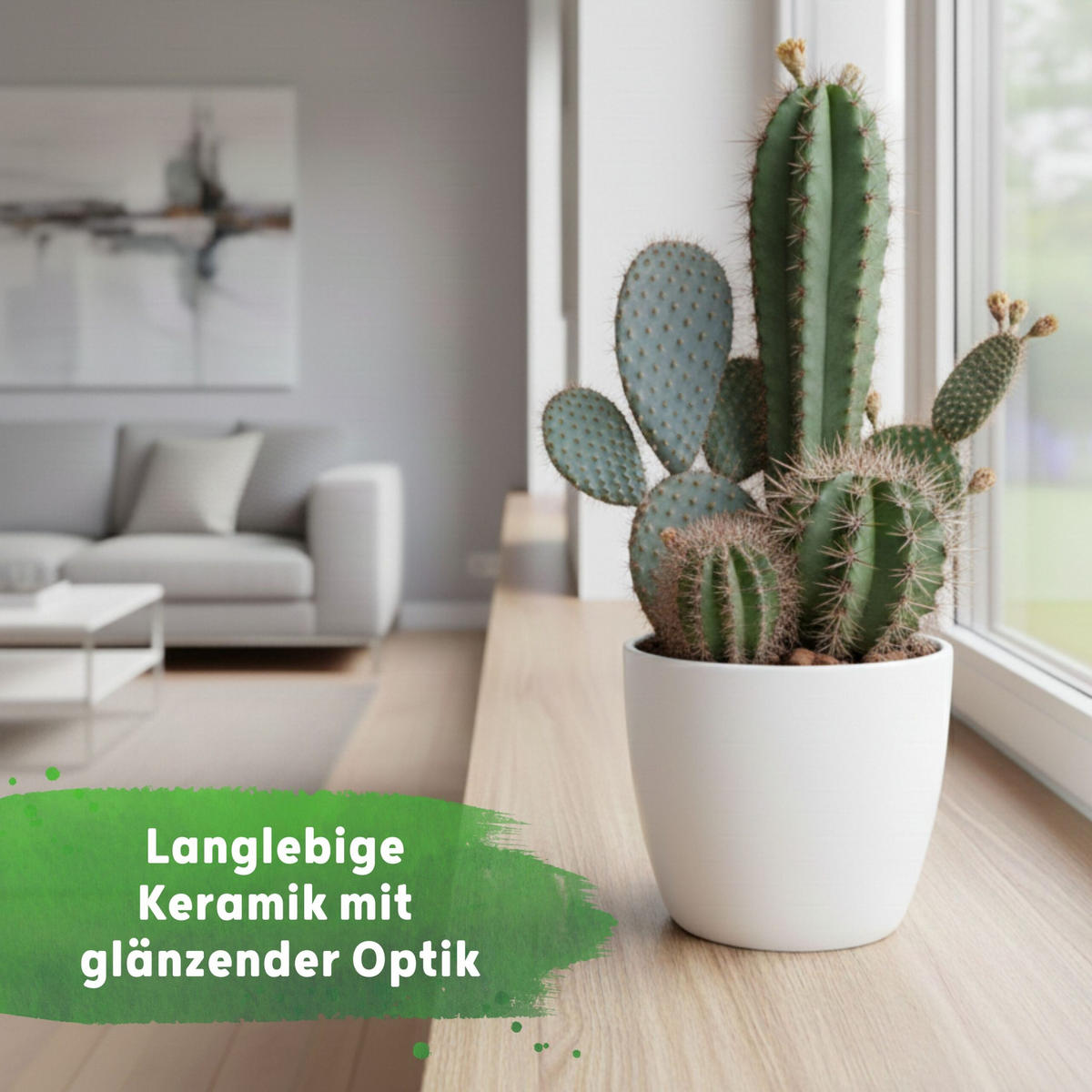 LENI Blumentopf Sylt Keramik Ø 19 cm Höhe 17 cm rund Dunkelsilber Metallic glänzend - Silberfarben, Keramik (19/17cm) - LENI