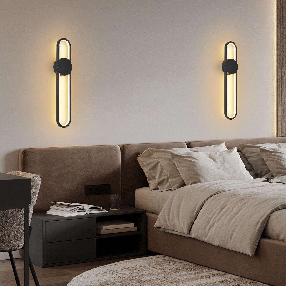 LED nástěnné svítidlo Frankenthal II 60/12/6 cm - černá, kov (12/5.5/60cm) - Nettlife