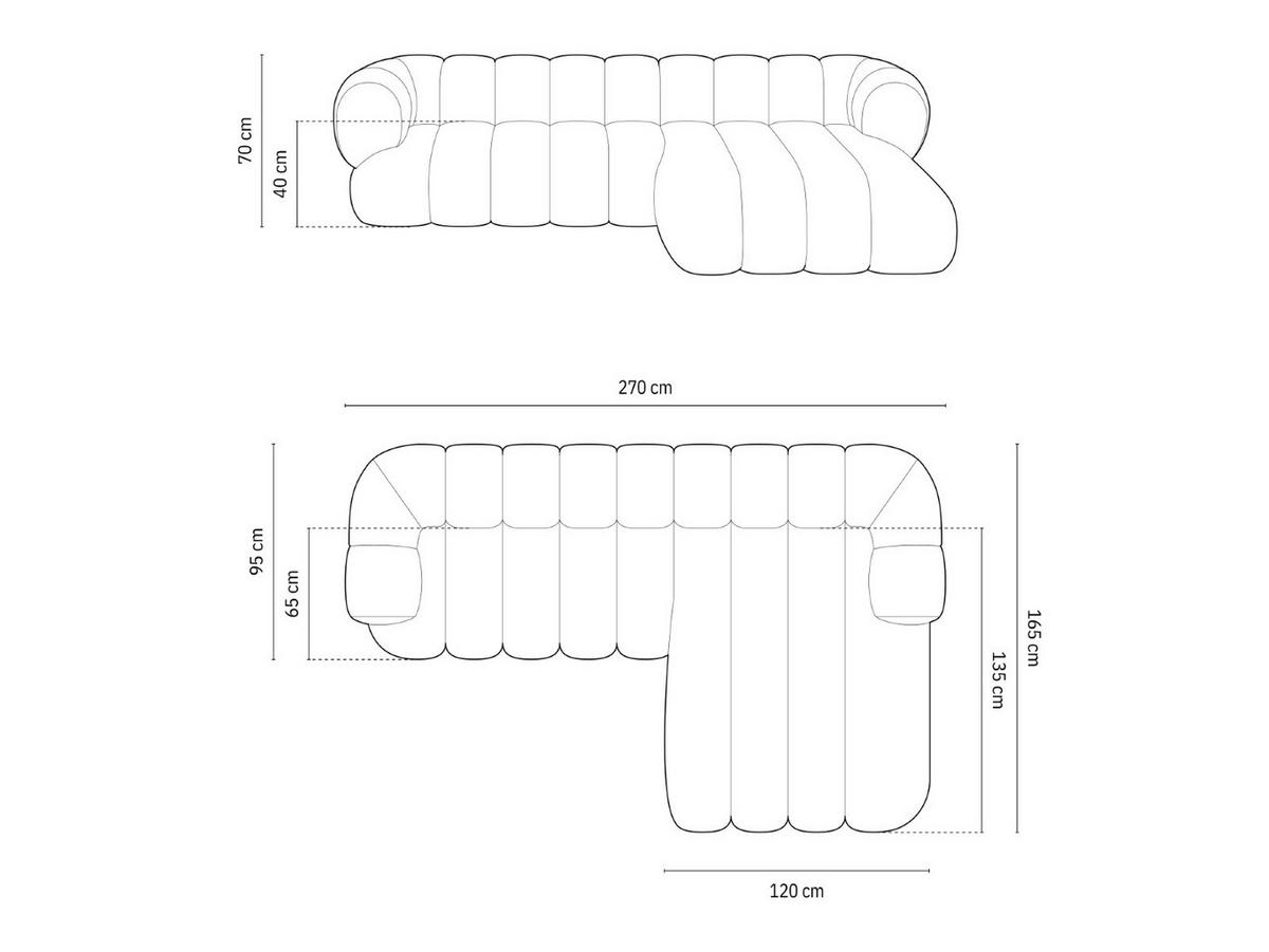 ECKSOFA rechts Koge aus Samt petrol 5 Sitzplätze - Petrol, Textil (165/270cm) - Cosmopolitan Design