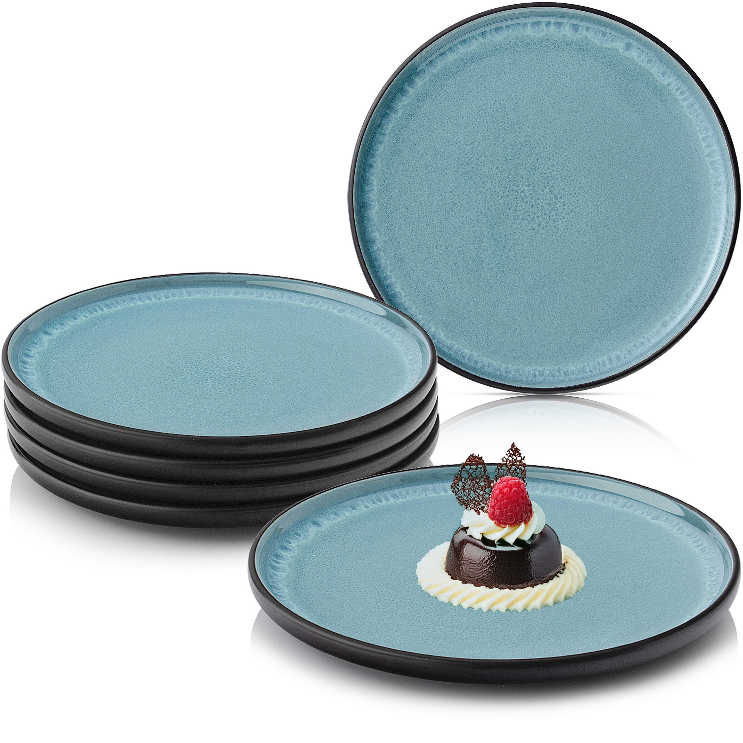 DESSERTTELLER SET GRANADA - 6 teilig aus Steingut - Blau, Stein (20.5cm) - Sänger