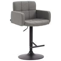 BARHOCKER Lausanne, Gestell schwarz, Stoff Grau - Schwarz/Grau, Textil/Metall (60/100/56cm) - TPFLiving