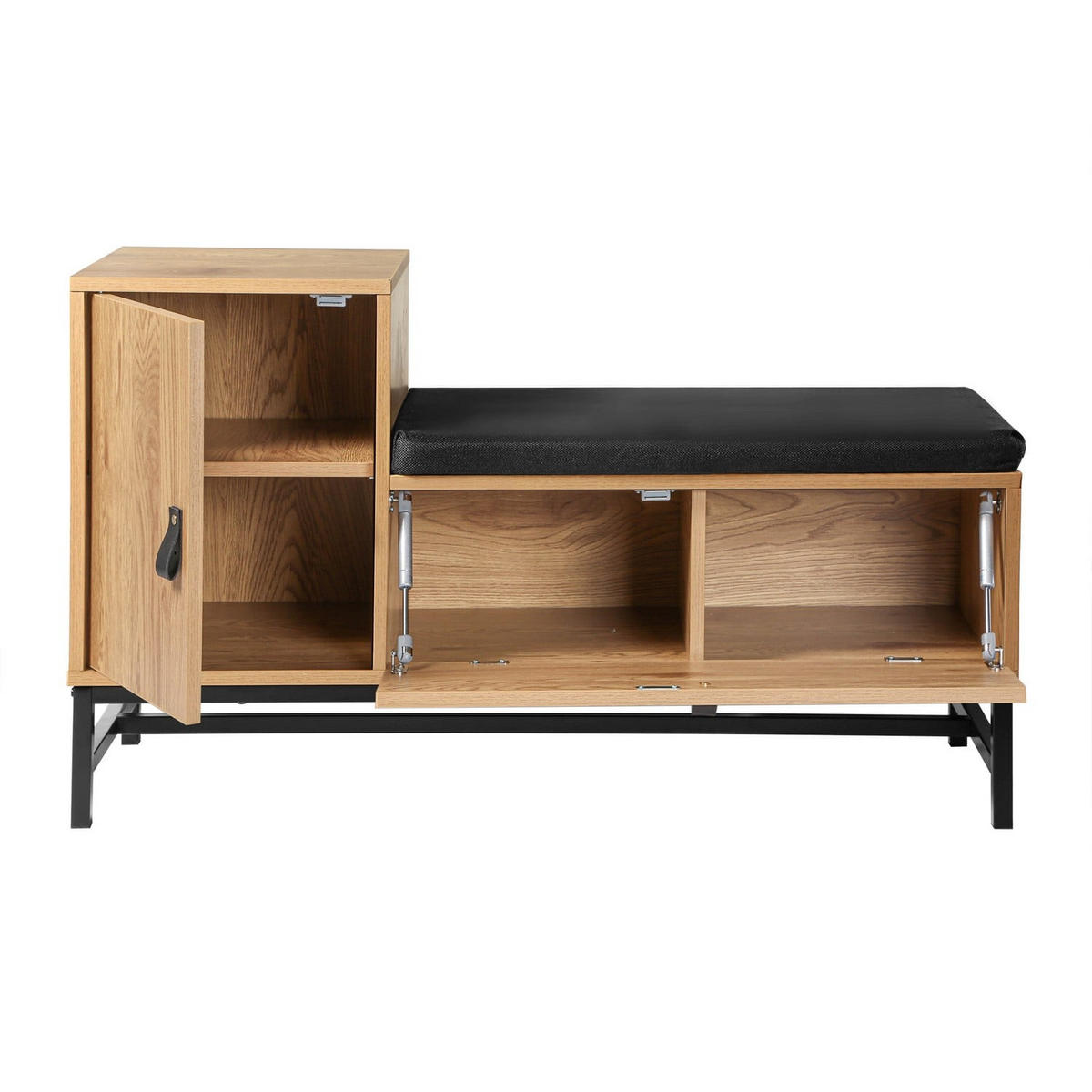 SCHUHBANK mit 2 Aufbewahrungsfächern jill 101/38/59 cm - Eschefarben, Holzwerkstoff (101/59/44cm) - Calicosy