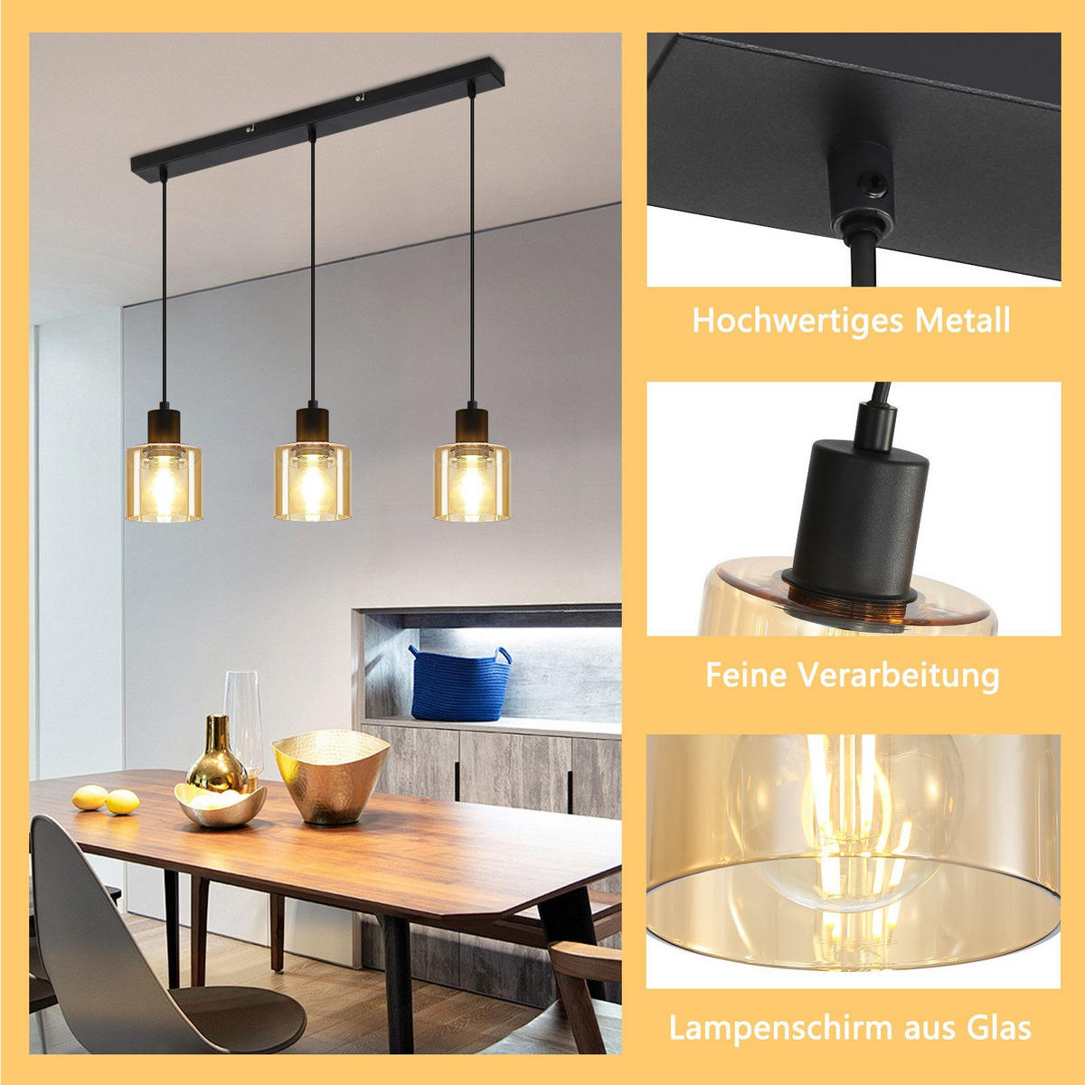 HÄNGELEUCHTE Martinie 68/5/170 cm - Schwarz, Metall (5/68/170cm) - Nettlife