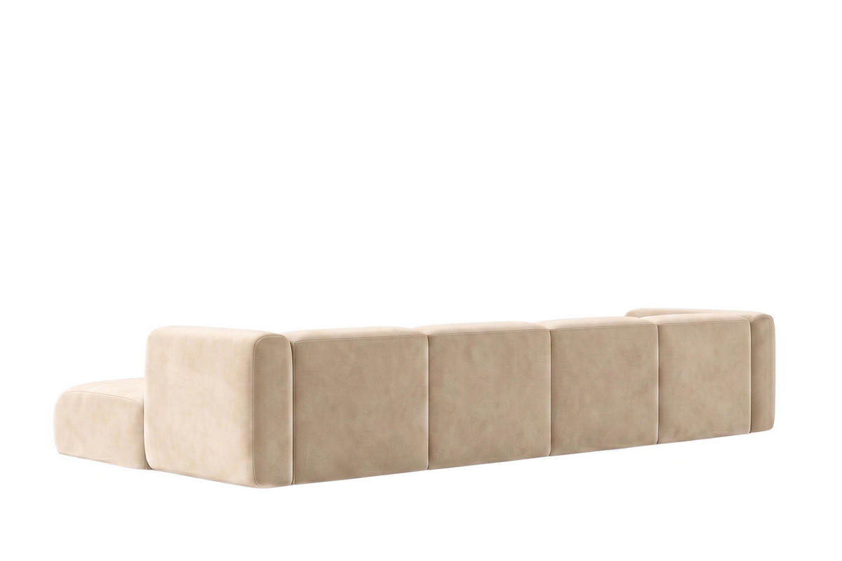 ECKSOFA U-Form, Velvet-Stoff Bluvel, Creme, GRETA - Creme, Holz (408/70/179cm) - Kaiser Möbel