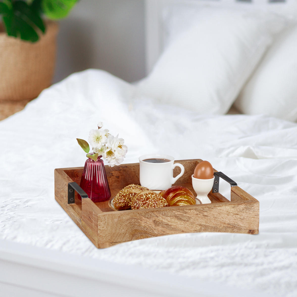 TABLETT - Hellbraun, Holz/Metall (35/7.5/35cm) - Relaxdays