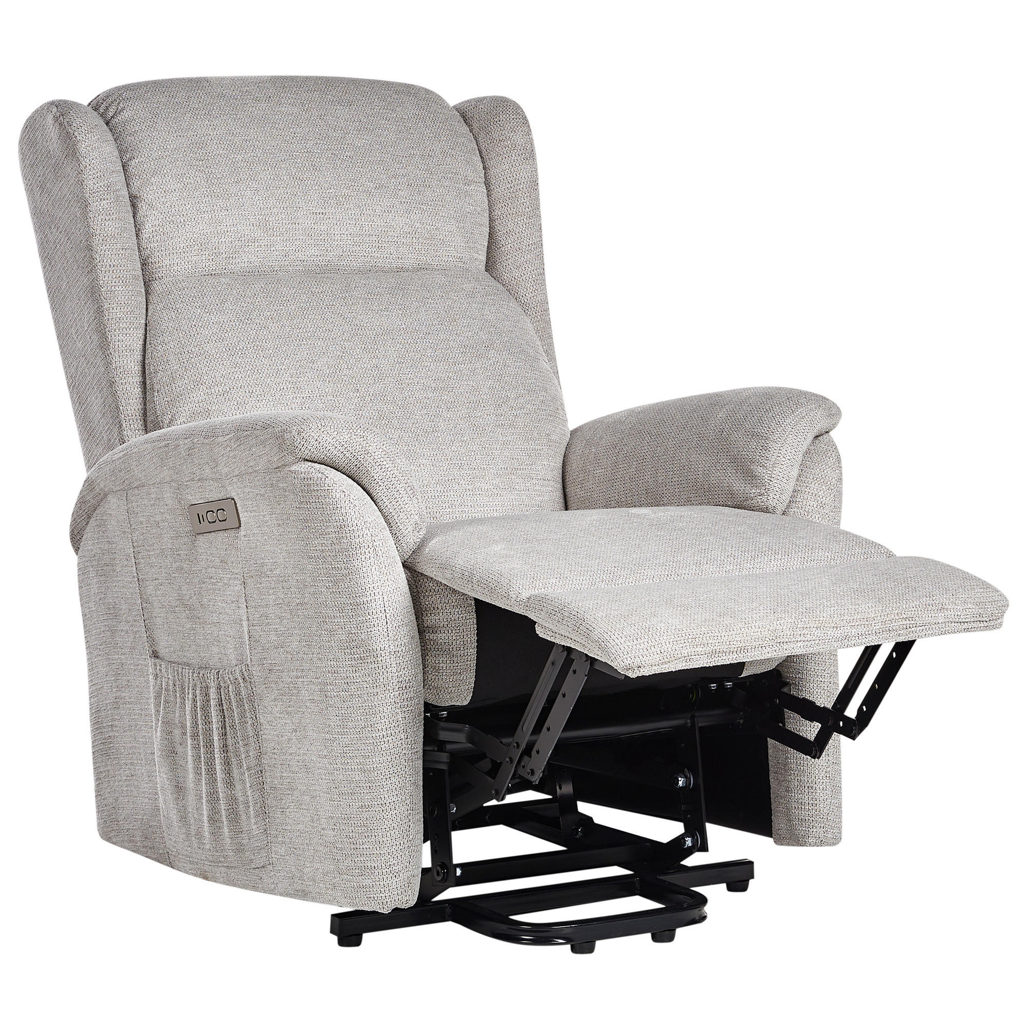 ELEKTRISCHER FERNSEHSESSEL mit Fußstütze Stoff Hellgrau Elegy - Hellgrau, Textil (72/86/80cm) - Beliani