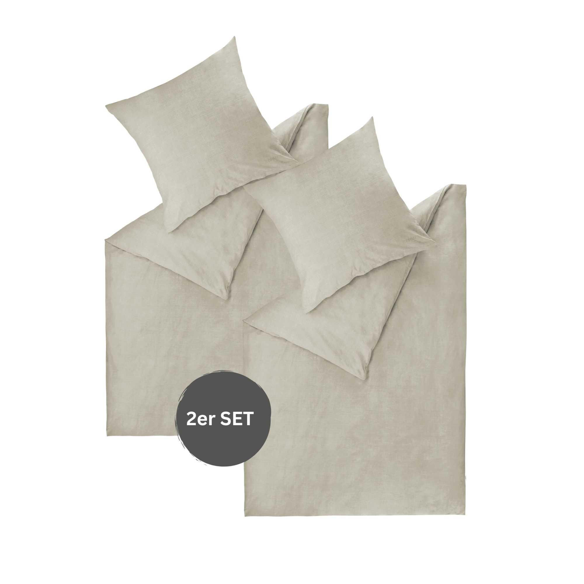RENFORCE BETTWÄSCHE HARP 2er Set - Grau, Textil (135/200cm) - Esprit