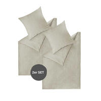 RENFORCE BETTWÄSCHE HARP 2er Set - Grau, Textil (140/200cm) - Esprit